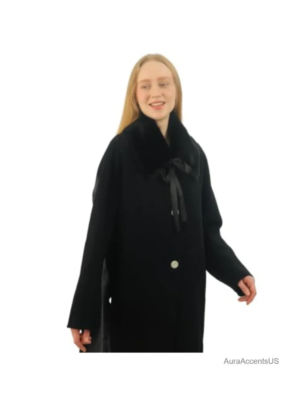 Faux Fur Collar Scarf Women's Winter Neck Warmer with Ribbon Ties